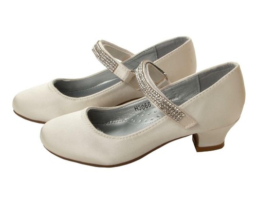 Girls ivory satin diamante - girls,