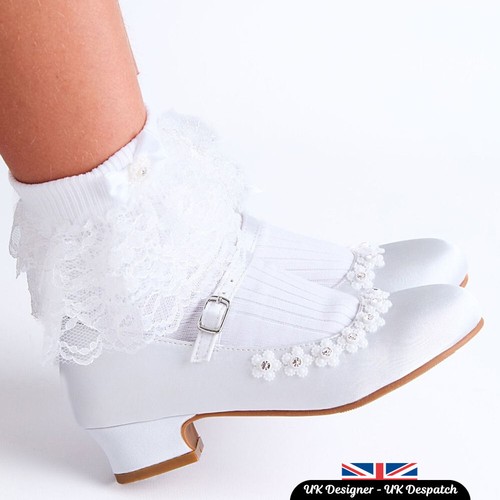 Girls white satin communion - white,