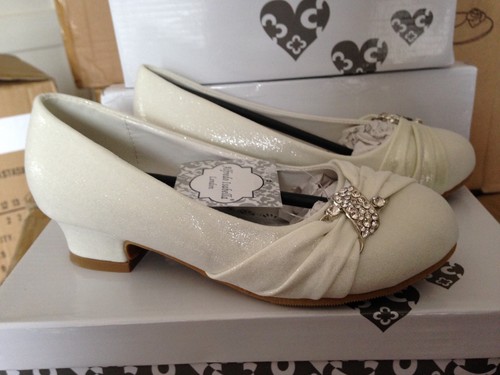 Girls sparkly ivory satin - girls,