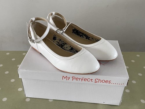 Girls white leather bridesmaid - girls,
